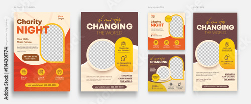 Charity Volunteer Event Flyer social media and story set Template