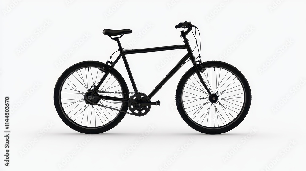 A sleek black bicycle against a minimalist background, showcasing modern design and functionality. A sleek black bicycle against a minimalist background, showcasing modern design and functionality.