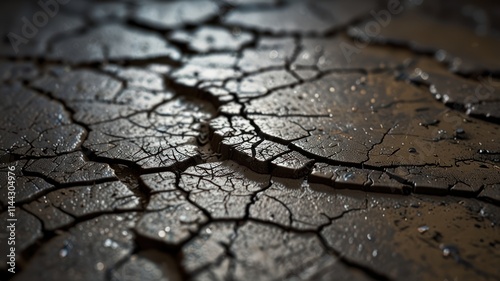 Cracked earth surface showing aridity and drought