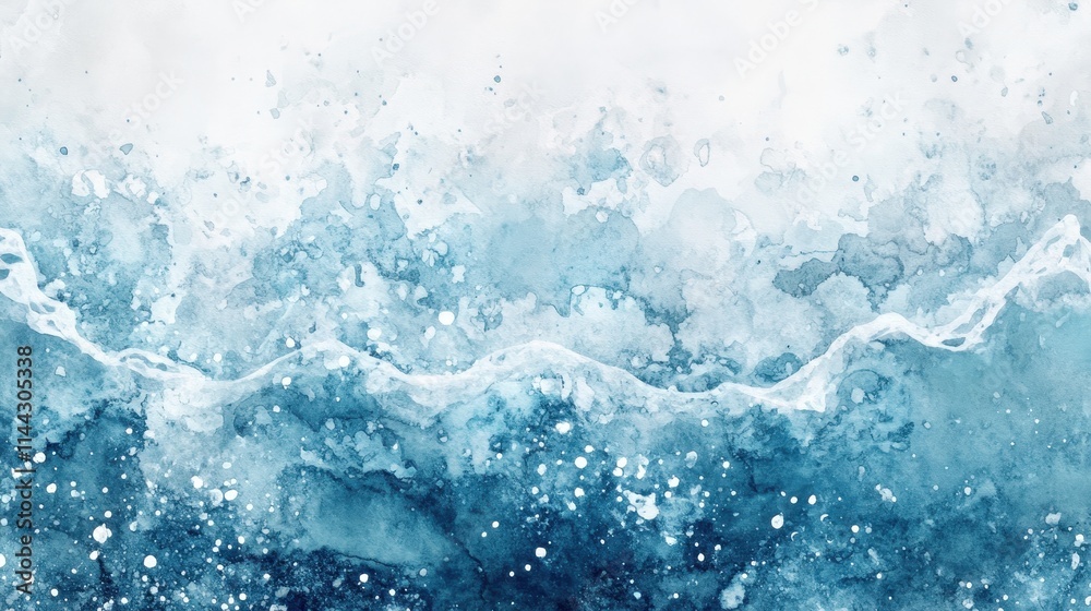 Abstract Watercolor Waves with Blue Tones and Gentle Splashes Abstract Watercolor Waves with Blue Tones and Gentle Splashes