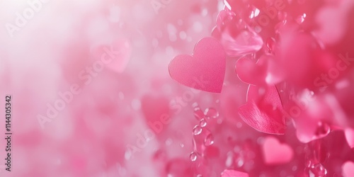 Pink Hearts Floating in a Soft Pink Background