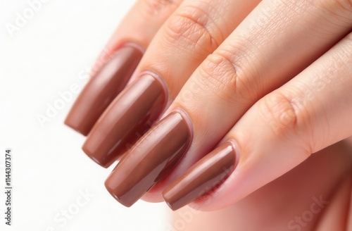 Wallpaper Mural Close-up of women's hands during manicure, varnished with mousse mocha color with glossy highlights Torontodigital.ca