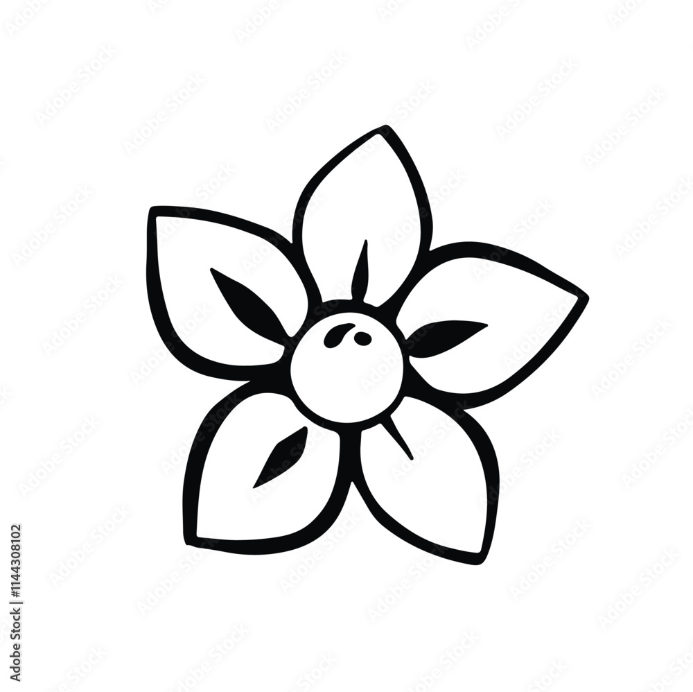 black and white line new year flower poinsettia hand drawn element vector black and white line new year flower poinsettia hand drawn element vector
