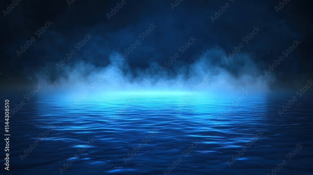 A serene blue ocean scene enveloped in mist, evoking calmness and tranquility. A serene blue ocean scene enveloped in mist, evoking calmness and tranquility.