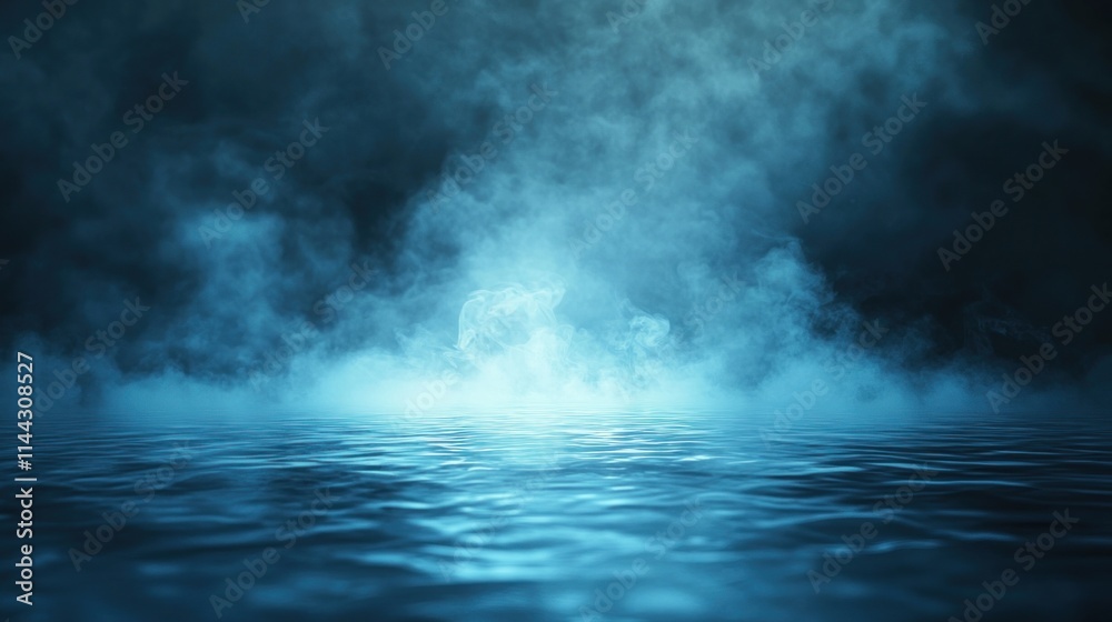 Ethereal mist over a calm water surface, creating a serene and mystical atmosphere. Ethereal mist over a calm water surface, creating a serene and mystical atmosphere.