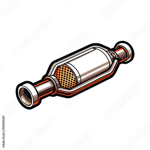 Close-up detailed image of a used automotive catalytic converter, showcasing its internal honeycomb structure and (1) indicating a specific component for analysis.