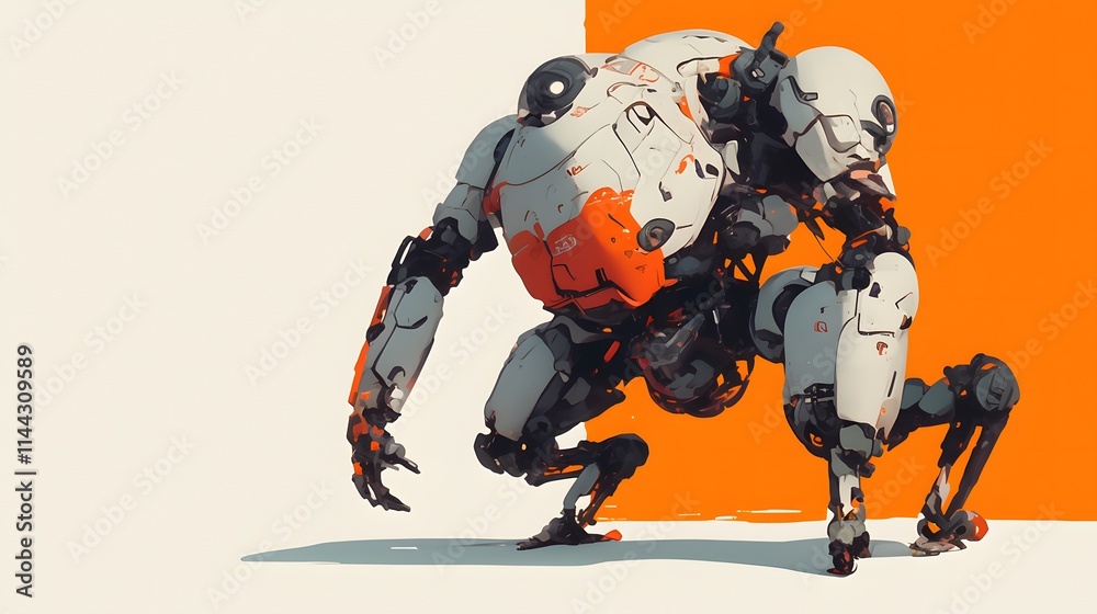 Obraz premium Simple robot with minimal design, white background