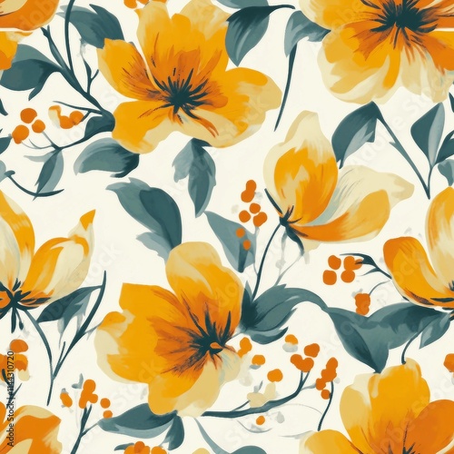 Fototapeta Naklejka Na Ścianę i Meble -  Beautiful trendy flower pattern. Big flowers. Fashionable template for design.