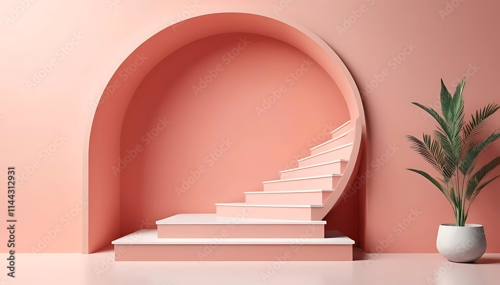 FILE #: 255341557
Arch and stairs in trendy minimal interior. 3d render illustration in modern geometric style. Coral pastel colors background for banners for product ...
FILE #: 255341557
Arch and stairs in trendy minimal interior. 3d render illustration in modern geometric style. Coral pastel colors background for banners for product ...