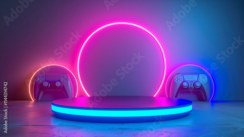 Neon Podium with a Gaming Background for a Dynamic eSports Presentation