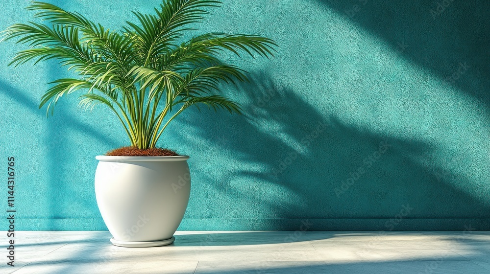 Potted plant in a modern, serene interior setting. Potted plant in a modern, serene interior setting.
