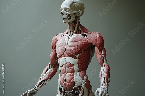 A detailed anatomy study of the human figure, showcasing precise muscles and skeletal structure, the intricate artwork in 8k resolution 