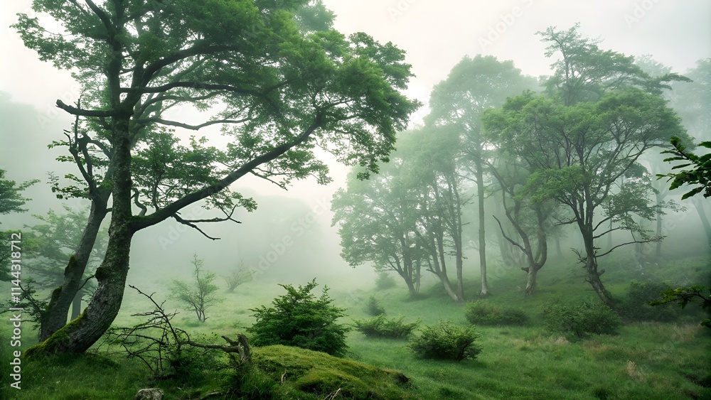 Misty morning in the forest Misty morning in the forest