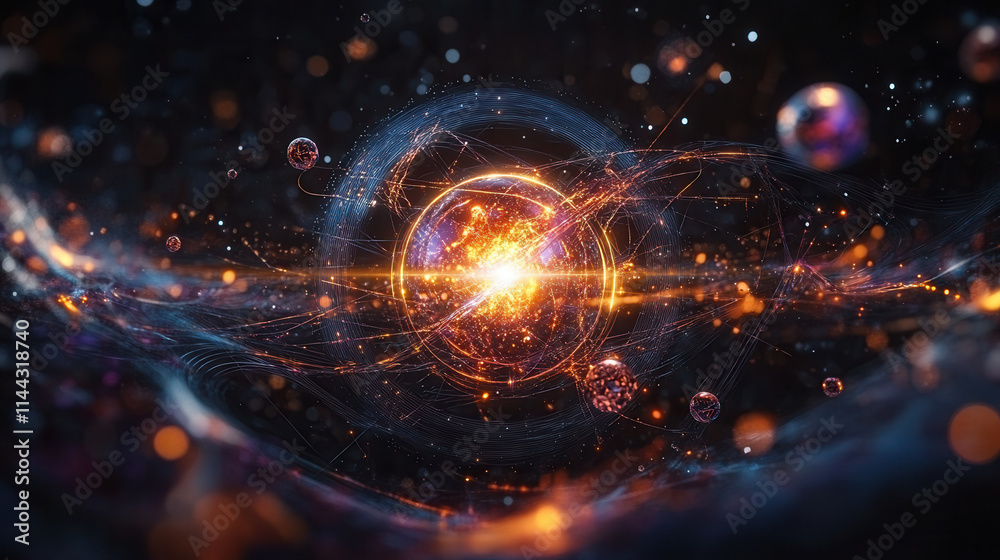 Obraz premium glowing abstract representation of carbon molecule with swirling energy