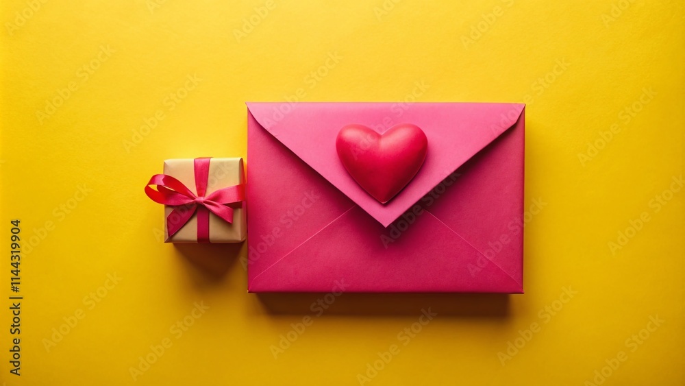 Dark Red Triangle Envelope Valentine's Day Minimalist Photography - Pink Heart Gift Box Dark Red Triangle Envelope Valentine's Day Minimalist Photography - Pink Heart Gift Box