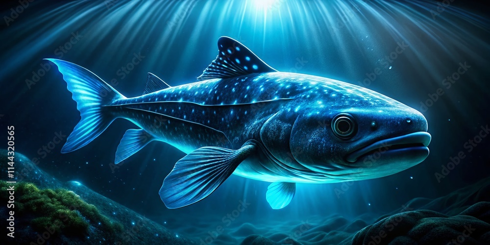 Fototapeta premium Deep Ocean Whalefish: Low Light Bioluminescence Underwater Photography