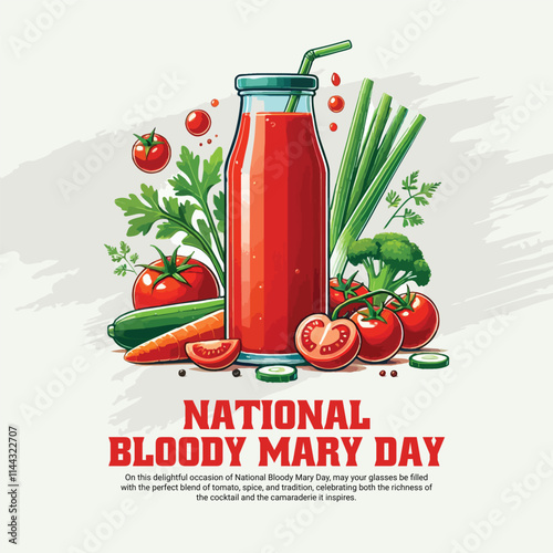 National Bloody Mary Day on January 1st social media post banner template