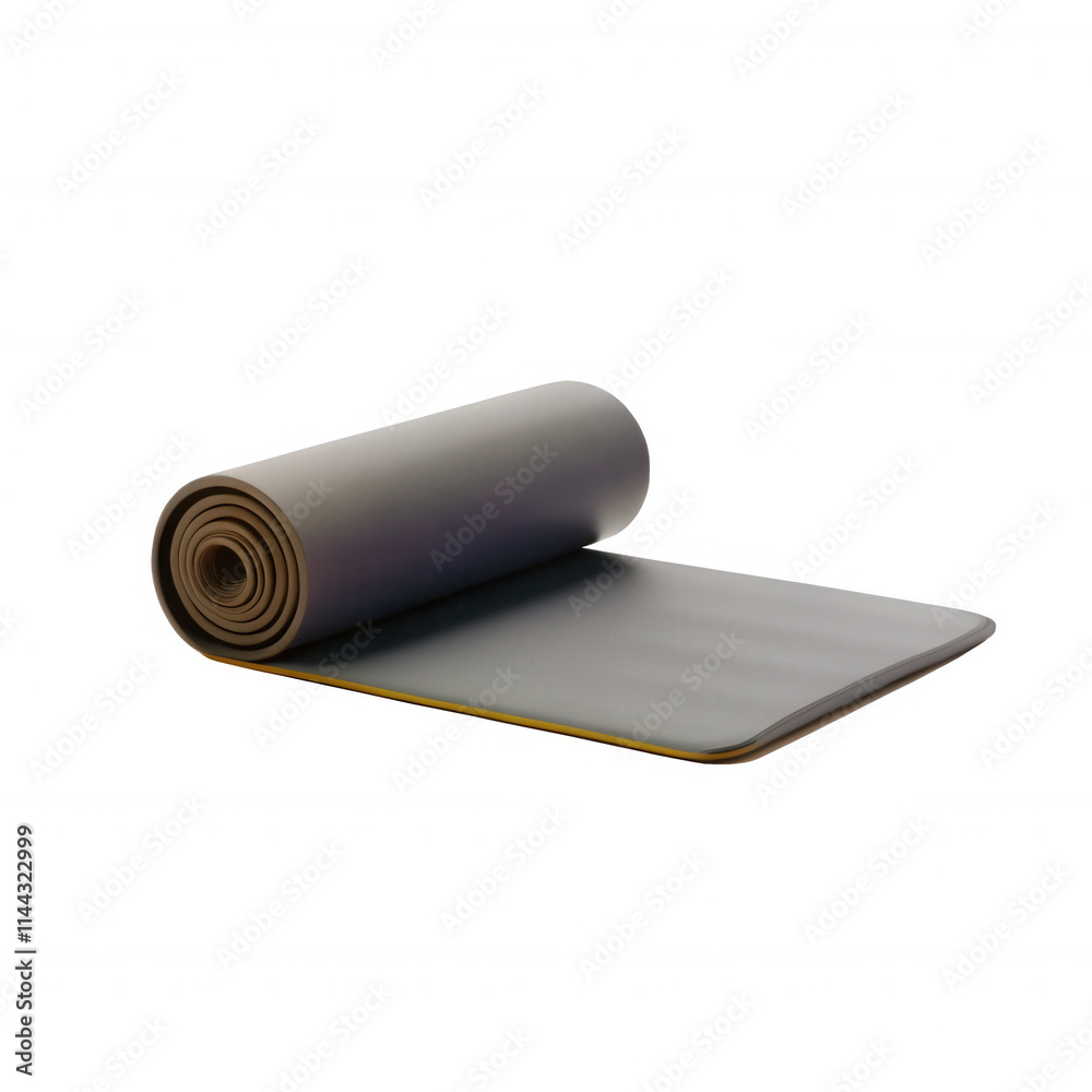 A rolled yoga mat is shown, featuring a brown exterior and a grey inner surface, suitable for yoga practices and workouts. Perfect for fitness enthusiasts. A rolled yoga mat is shown, featuring a brown exterior and a grey inner surface, suitable for yoga practices and workouts. Perfect for fitness enthusiasts.