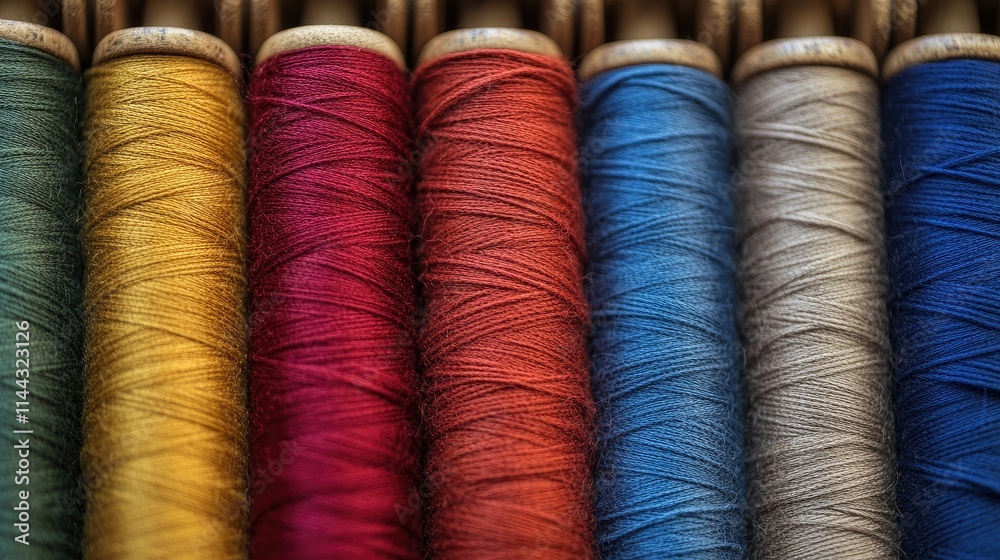 A macro shot of thread textures on spools, showing fine details of their weave A macro shot of thread textures on spools, showing fine details of their weave
