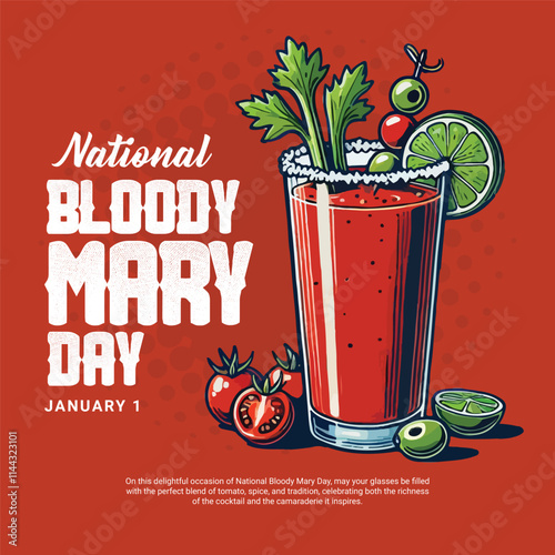 National Bloody Mary Day on January 1st social media post banner template