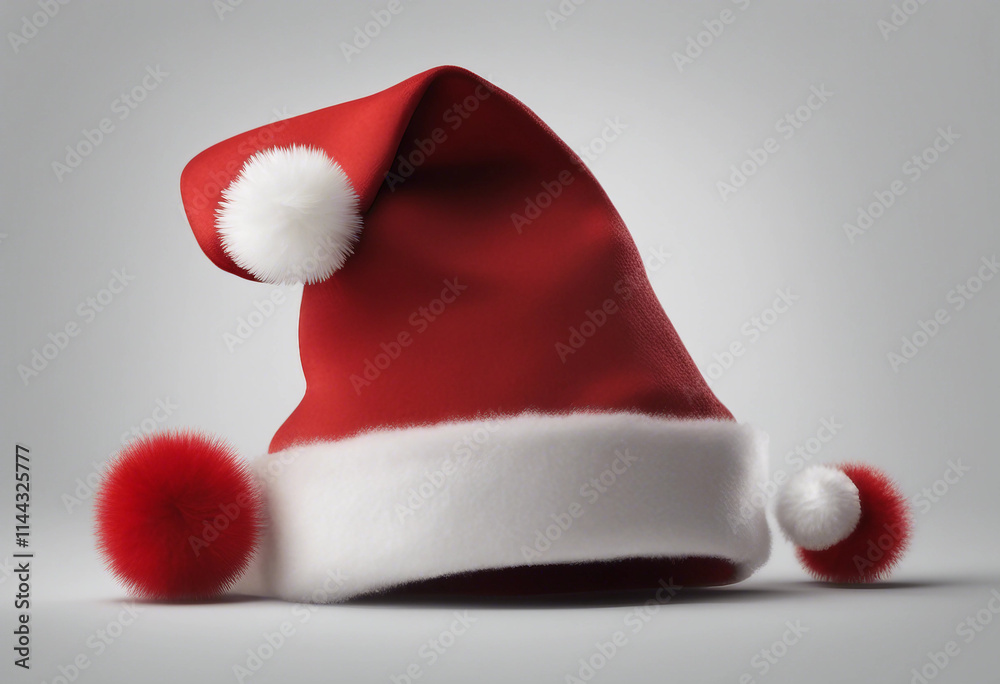 Realistic Red Christmas Santa Claus hat with a white pompom isolated on transparent background Realistic Red Christmas Santa Claus hat with a white pompom isolated on transparent background