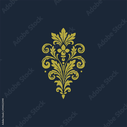 golden decorative elements. Vintage decor floral collection. photo