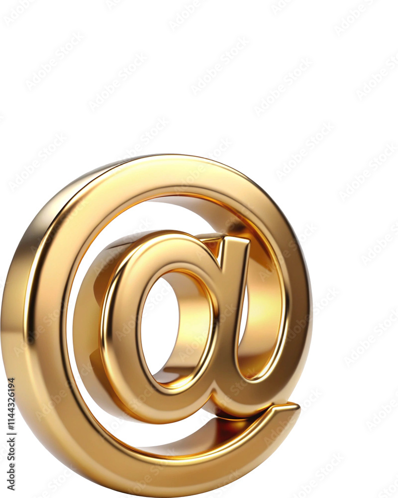 3D golden sign @ on transparent background 3D golden sign @ on transparent background