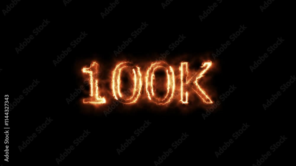 Neon 100K text animation on black background. neon glowing sign. Neon 100K text animation on black background. neon glowing sign.