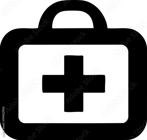 A simple illustration of a first aid kit, symbolizing emergency medical care and safety support for health-related situations.