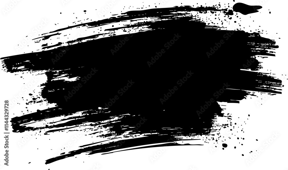 A dynamic black brush stroke illustration ideal for backgrounds, banners, or artistic designs, featuring a textured splatter effect. A dynamic black brush stroke illustration ideal for backgrounds, banners, or artistic designs, featuring a textured splatter effect.