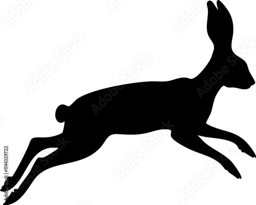 A dynamic silhouette of a rabbit in mid-jump, showcasing its agility and grace in motion.