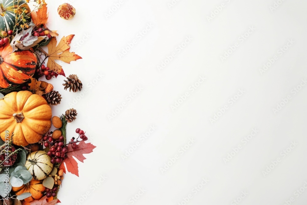 Fototapeta premium An abundance of fall fruits and vegetables in a close-up, vibrant display showcasing the seasonal variety and nutritious value.