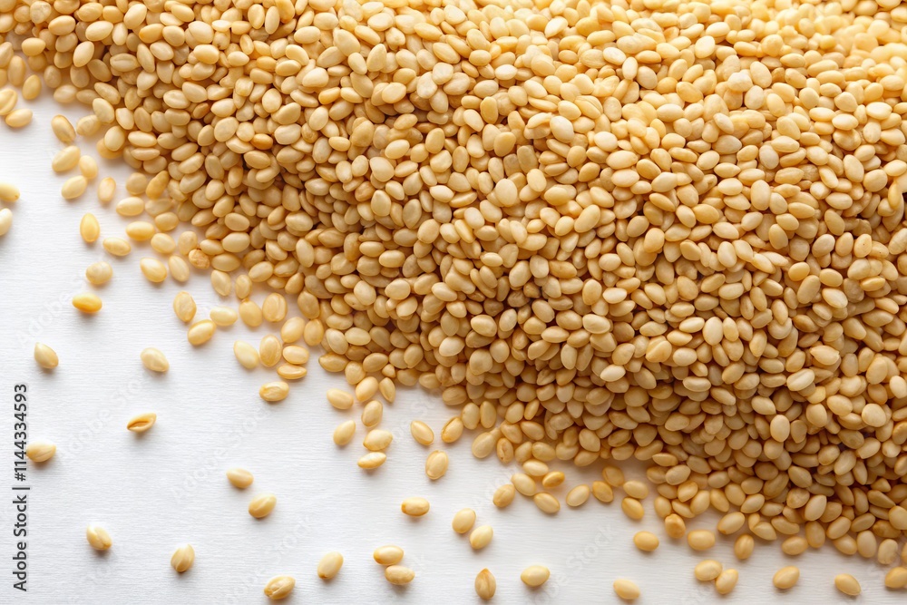 Obraz premium Sesame Seed Abundance: Silhouette Photography on White