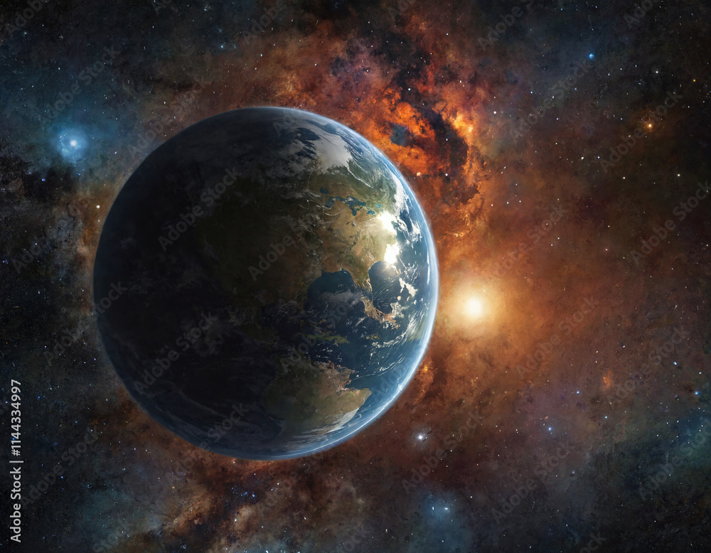 Obraz premium Earth in a beautiful solar system