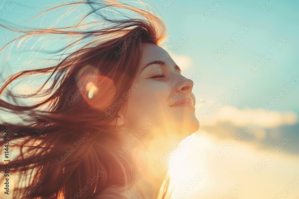Happy woman outdoors in nature enjoying freedom and beauty. Happy woman outdoors in nature enjoying freedom and beauty.