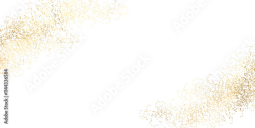 Gold glitter. Golden sparkle confetti.Golden sand, chaotically scattered.PNG background and gold border frame you can apply at wedding Invitation, Thank you Card, posters, modern card design template.