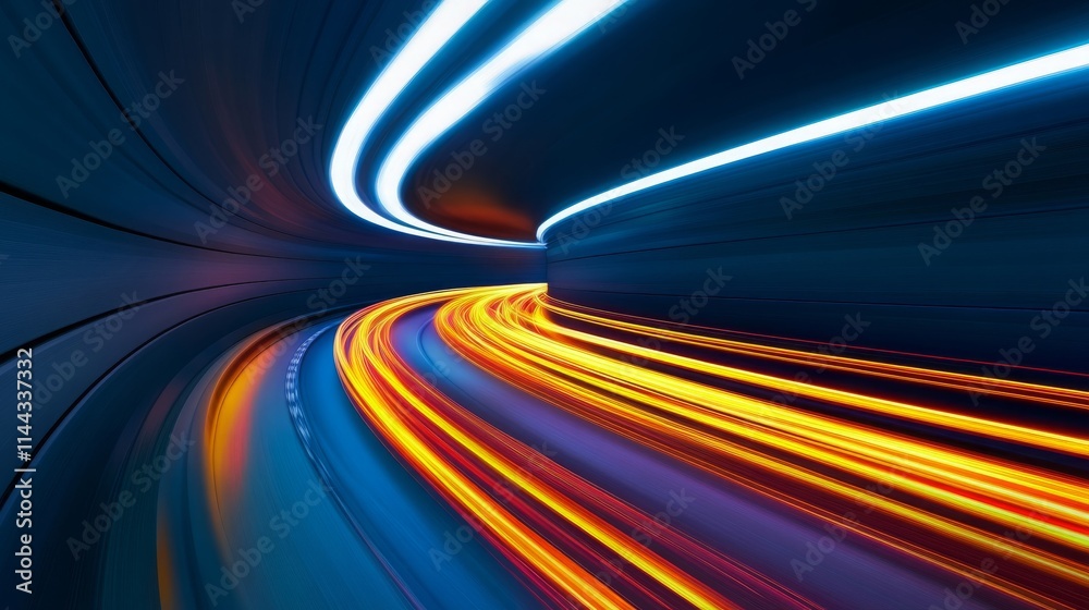 Neon Speed Tunnel Futuristic Light Trails Neon Speed Tunnel Futuristic Light Trails