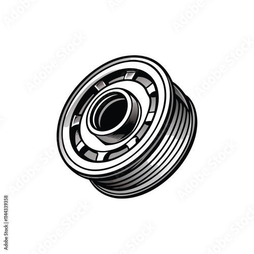 High-resolution close-up of a precision-machined drive pulley, showcasing intricate details and smooth surface finish.  Note the single groove design.