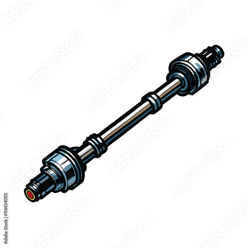 A high-resolution image of a robust, articulated drive shaft, showcasing its intricate mechanical design and durable construction.  Focus on detail.