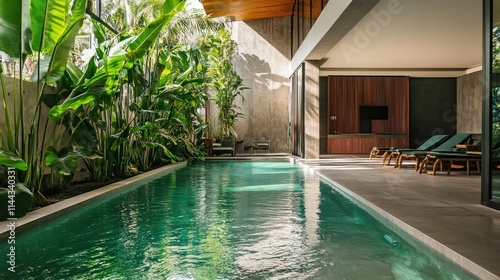 Wallpaper Mural Tranquil Indoor Pool Surrounded By Lush Tropical Greenery Torontodigital.ca