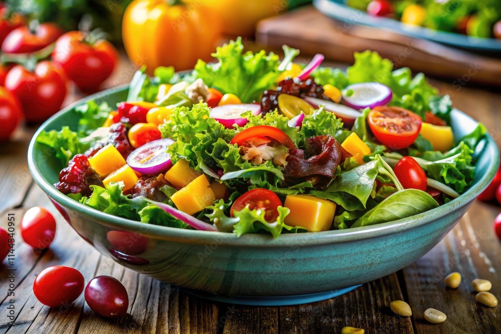 Vibrant Family Salad Bowl Closeup - Fresh Greens & Veggies Photography Vibrant Family Salad Bowl Closeup - Fresh Greens & Veggies Photography