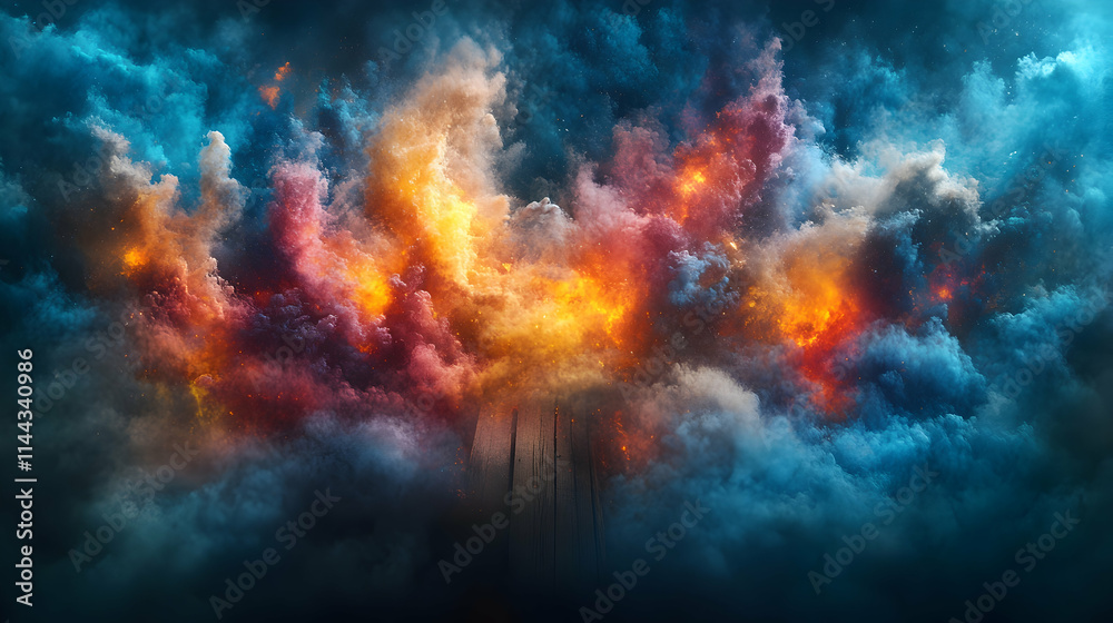 Colorful abstract clouds with fiery highlights. Colorful abstract clouds with fiery highlights.