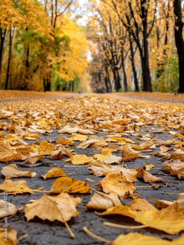 Wallpaper Mural Autumn path with tree-lined street strewn with fallen leaves. Torontodigital.ca