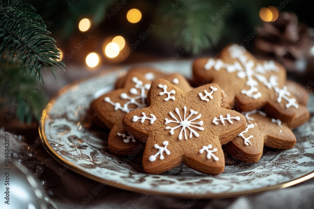 Holiday Baking Delight: Snowflake Gingerbread Cookies - Made with Generative AI Holiday Baking Delight: Snowflake Gingerbread Cookies - Made with Generative AI