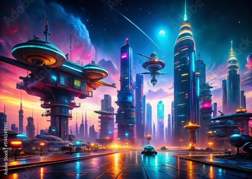 Futuristic Backgrounds: Sci-Fi Cyberpunk Cityscapes, AI Generated Images, Digital Art, Abstract Designs,  High Resolution Wallpapers,  Free Stock Photos