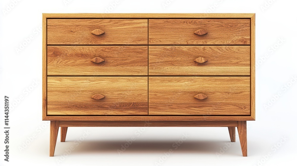 Modern Polished Wooden Dresser with Six Drawers Modern Polished Wooden Dresser with Six Drawers