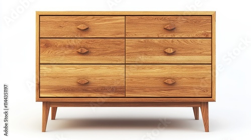 Modern Polished Wooden Dresser with Six Drawers photo