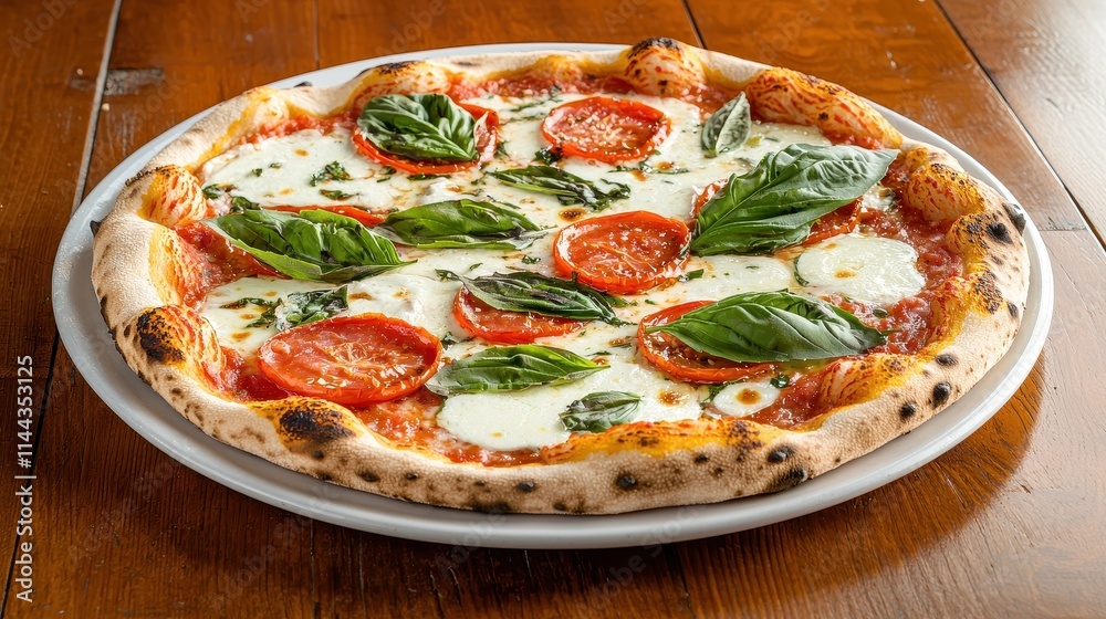 Delicious Margherita Pizza with Fresh Basil, Mozzarella, and Ripe Tomatoes Delicious Margherita Pizza with Fresh Basil, Mozzarella, and Ripe Tomatoes