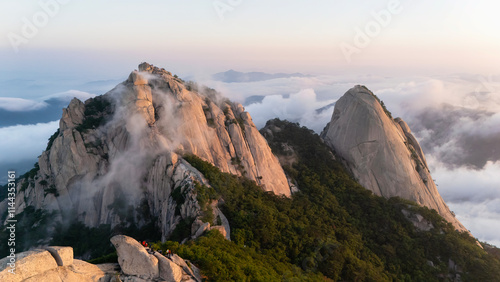 Wallpaper Mural Baegundae highest mountains in the morning Bukhansan in seoul,south Korea,national park Torontodigital.ca