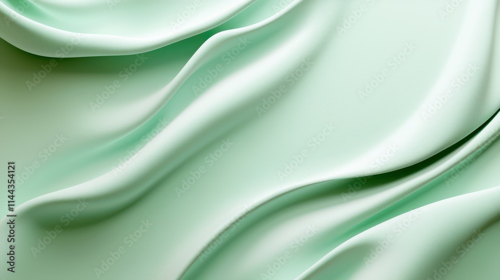 Obraz premium Soft Green Fabric Waves with Smooth Textures and Elegant Flowing Lines